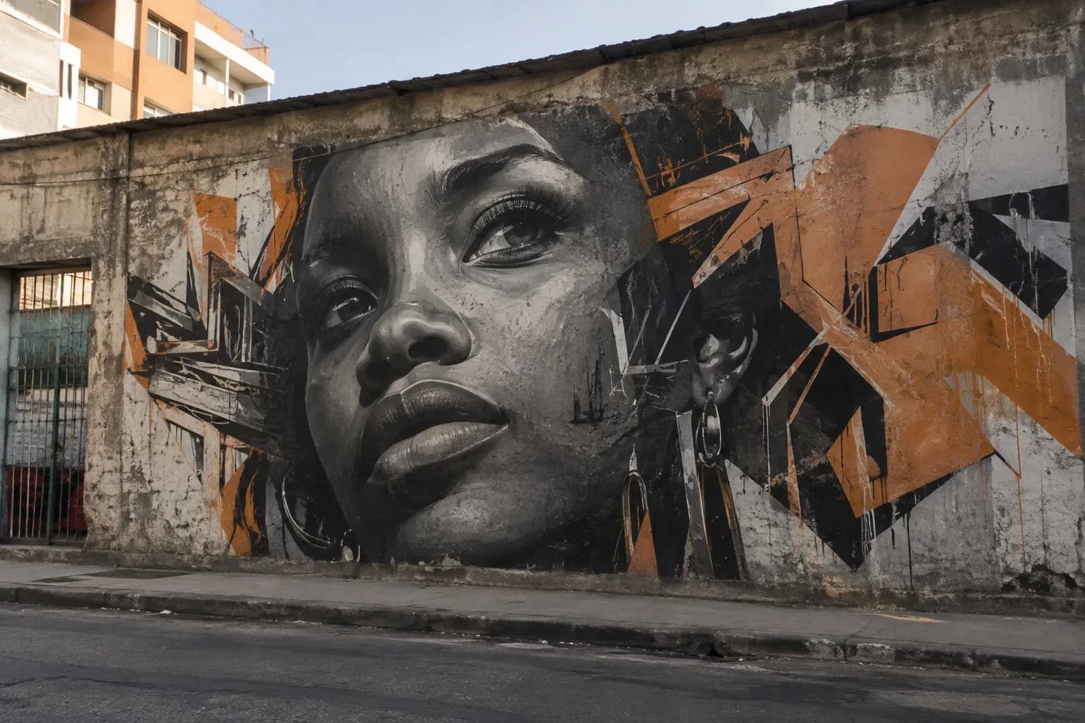 Arte urbana colorida em um mural da cidade
