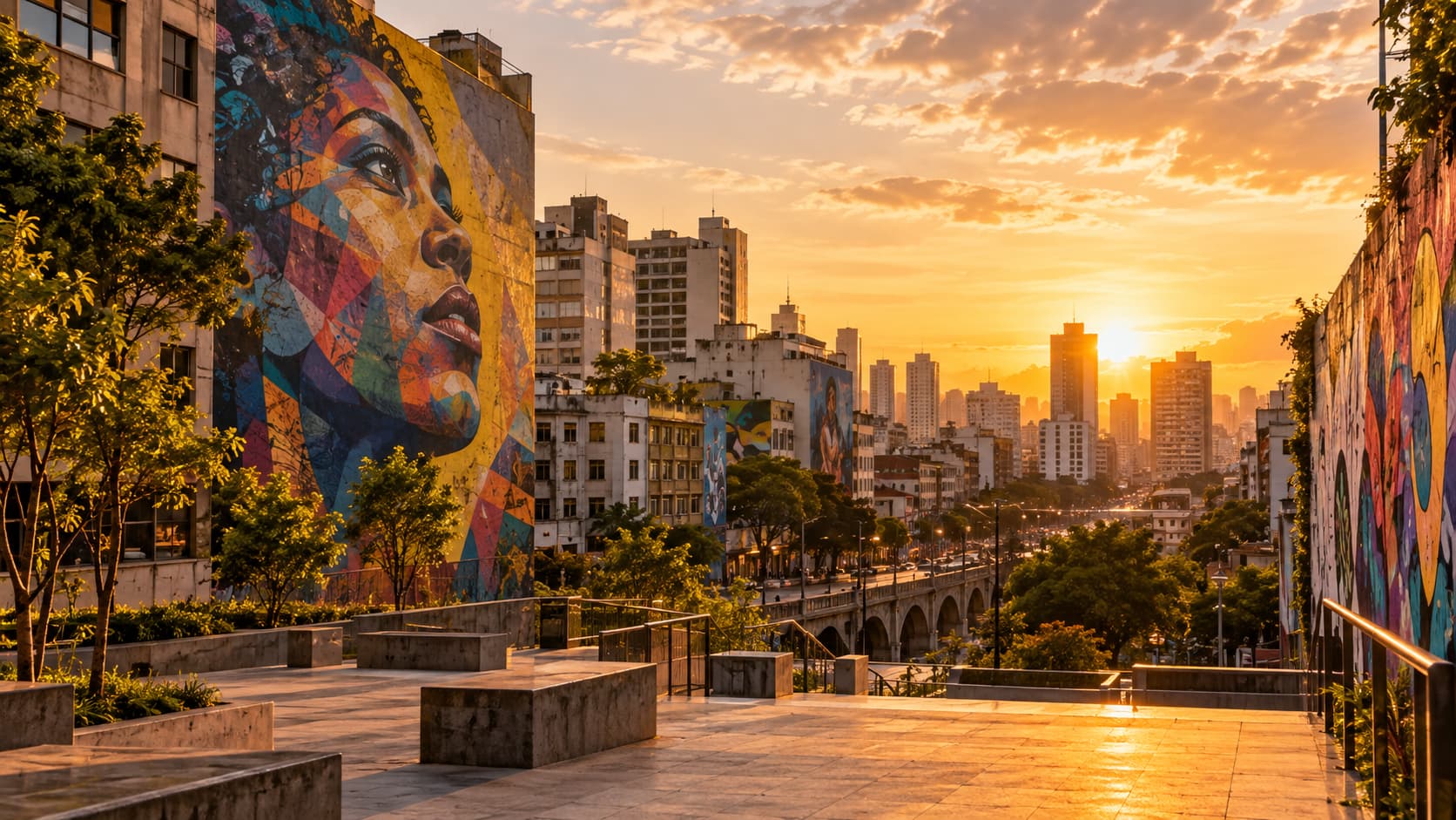 Mural de arte urbana colorida